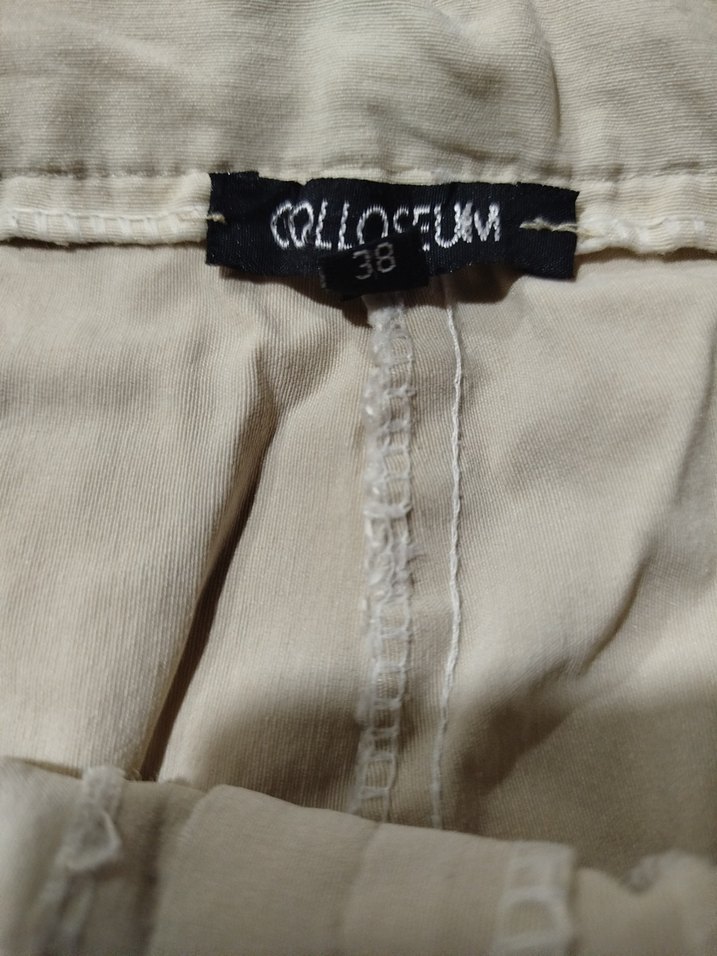 Bej Keten Kadın Rahat Kesim Pantolon - Görsel 3