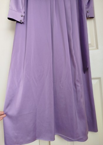 Uzun Kollu Mor Drapeli Kadın Elbise - Görsel 4