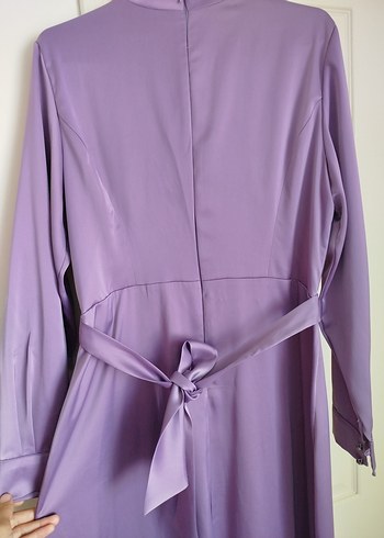 Uzun Kollu Mor Drapeli Kadın Elbise - Görsel 5