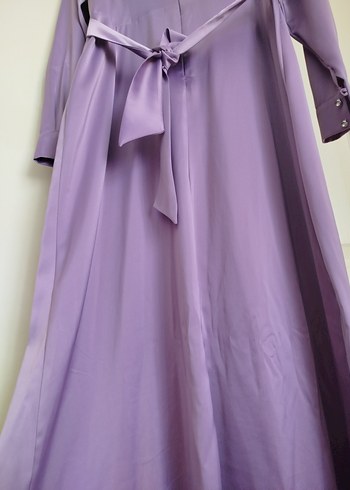 Uzun Kollu Mor Drapeli Kadın Elbise - Görsel 6