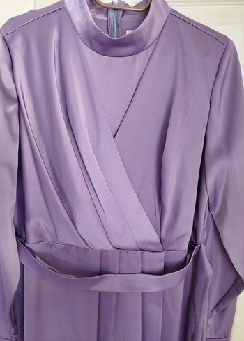 Uzun Kollu Mor Drapeli Kadın Elbise - Görsel 2