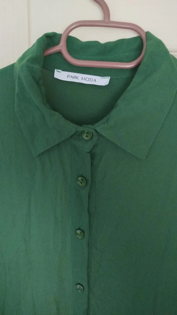 Yeşil Uzun Keten Elbise - Görsel 2