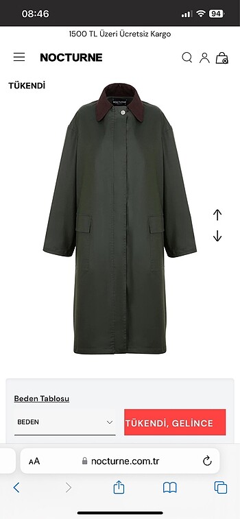 Nocturne garnili oversize trençkot