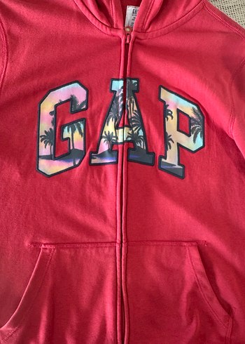 40 Beden Açık Kırmızı Gap Fermuarlı Kapüşonlu Sweatshirt