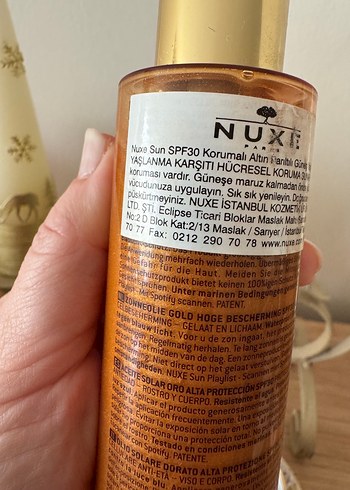 Beden Nuxe Güneş Yağı SPF 30 Parlaklık Veren