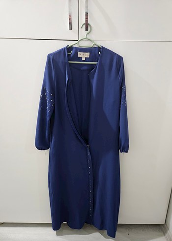 Zara Düğmeli Mavi Uzun Kadın Elbise
