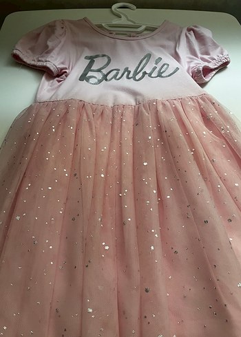 Pembe Barbie Baskılı Kız Elbisesi - Görsel 2