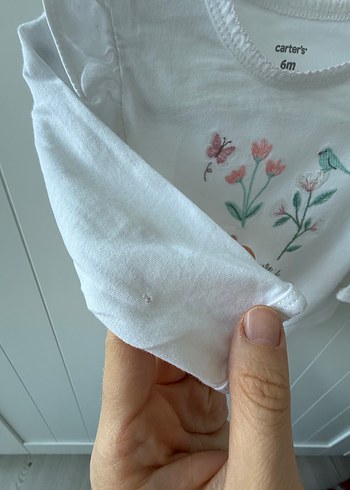 Kız Çocuk Beyaz Pamuklu Uzun Kollu Tişört - Görsel 3