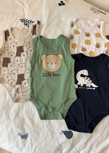 Pamuklu Erkek Bebek Kolsuz Body Seti - Görsel 2