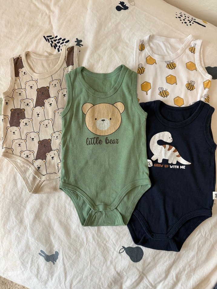 Pamuklu Erkek Bebek Kolsuz Body Seti - Görsel 2