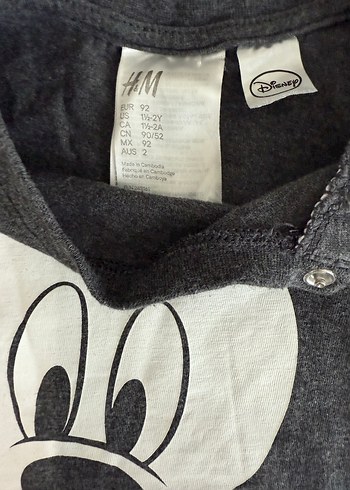 Gri Kısa Kollu Bebek Tulum Mickey Baskılı - Görsel 3