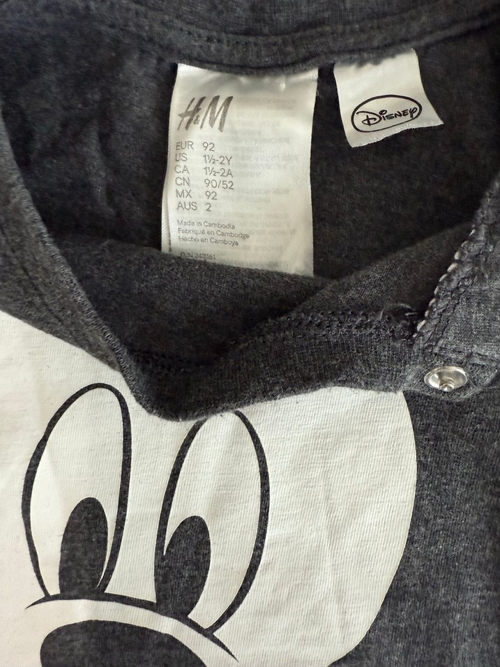 Gri Kısa Kollu Bebek Tulum Mickey Baskılı - Görsel 3