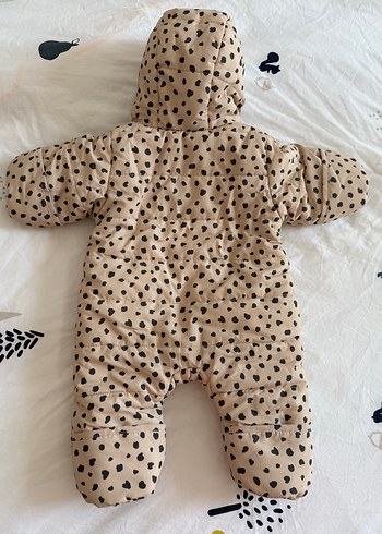 Kahverengi Leopar Desenli Bebek Tulumu Kapüşonlu - Görsel 5