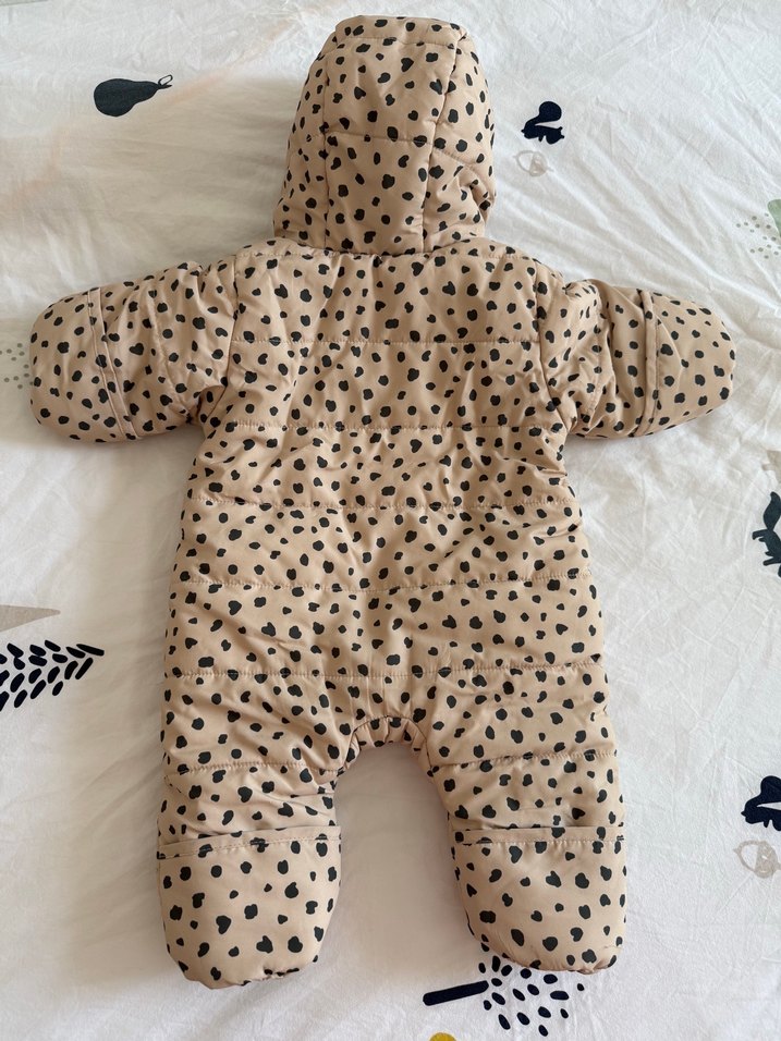 Kahverengi Leopar Desenli Bebek Tulumu Kapüşonlu - Görsel 5