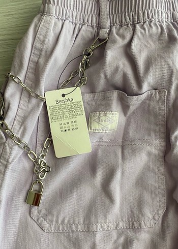 Bershka Mor Rahat Kesim Kadın Keten Pantolon - Görsel 3