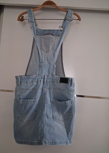 Kadın Mavi Jean Midi Salopet - Görsel 2