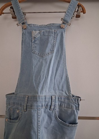 Kadın Mavi Jean Midi Salopet - Görsel 6