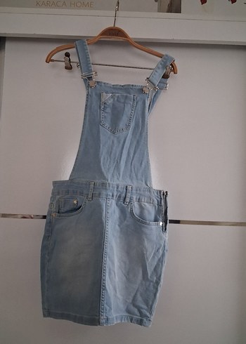 Kadın Mavi Jean Midi Salopet - Görsel 7