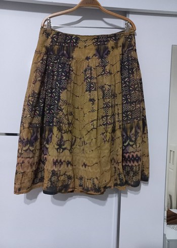 More&More Bohem Kemerli Batik Desenli Midi Etek