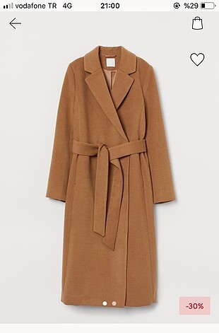 H&M belden kuşaklı kaban