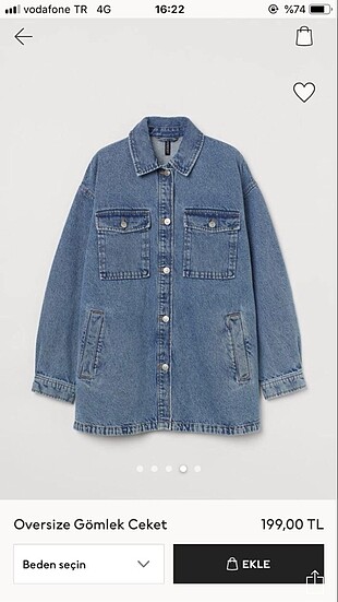 H&M owersize gömlek ceket