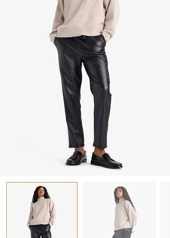 Siyah Deri Fit Pantolon