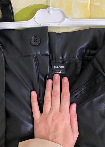 Defacto Siyah Deri Fit Pantolon