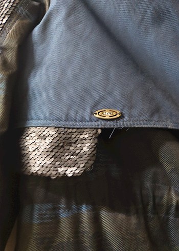 Lacivert Batik Desenli Uzun Kot Kaban - Görsel 6