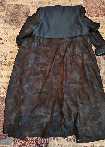 Lacivert Batik Desenli Uzun Kot Kaban - Görsel 10