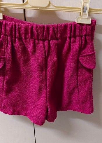 Düğmeli Mini Pembe Triko Şort - Görsel 3