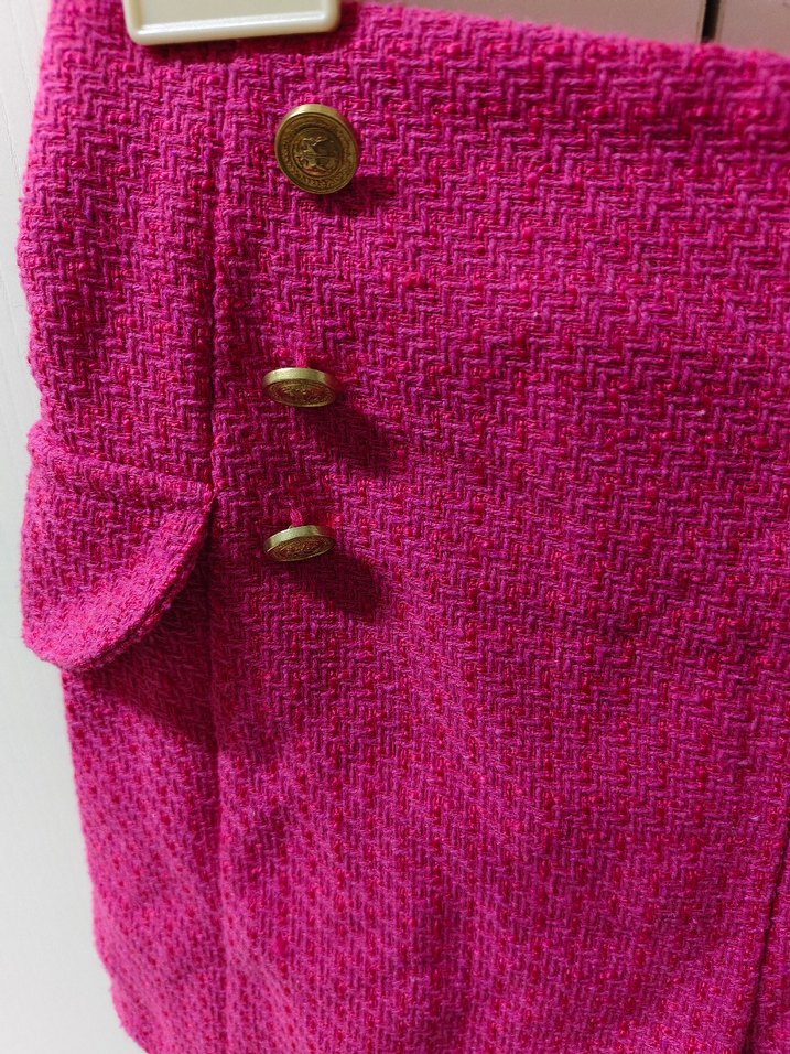 Düğmeli Mini Pembe Triko Şort - Görsel 2