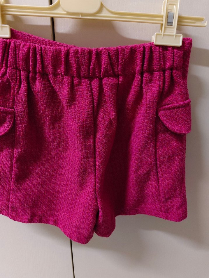 Düğmeli Mini Pembe Triko Şort - Görsel 3