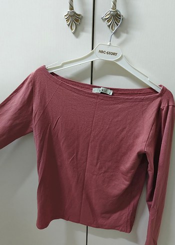 Kadın  Denim Kayık Yaka Bluz - Görsel 3