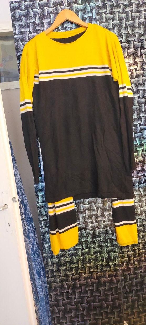 Sarı Siyah Çizgili Erkek Triko Pijama Takımı - Görsel 2