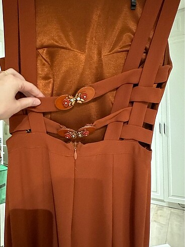 38 Beden turuncu Renk Abiye elbise