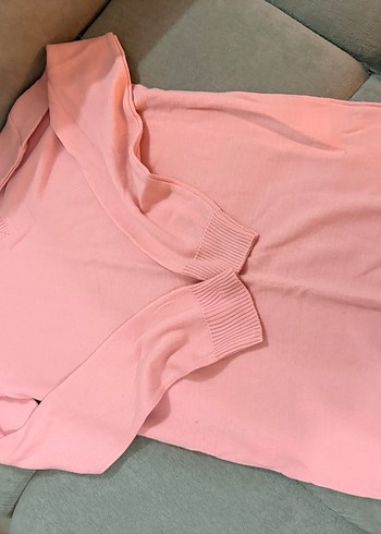 Diğer Pastel Pembe V Yaka Triko Tunik