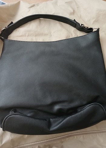 Fermuarlı Siyah Deri Kadın Çantası - Görsel 2