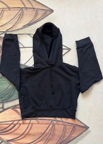 Siyah Kapüşonlu Kadın Sweatshirt