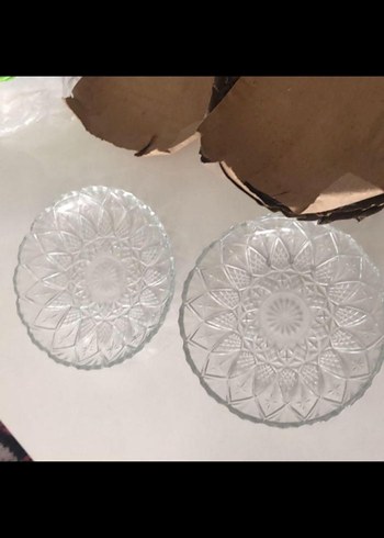 Bej ve Gri Desensiz Cam Tabak - Görsel 2