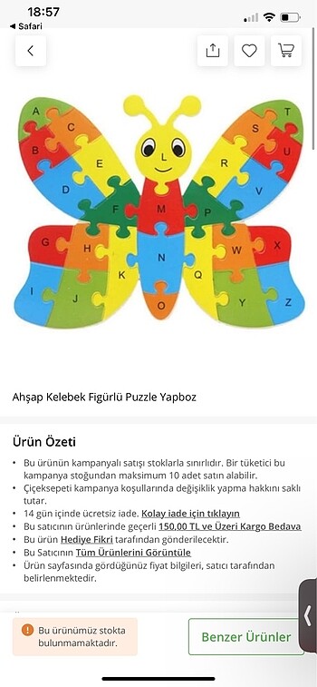 Ahsap kelebek puzzle