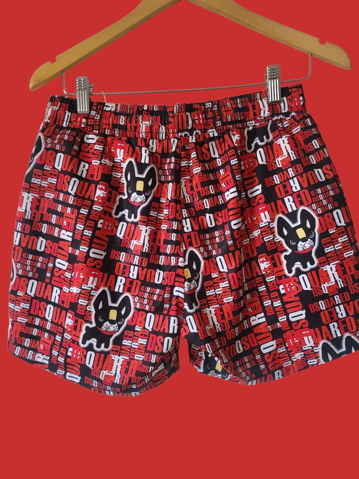 Renkli Baskılı Kırmızı Mini Erkek Şort - Görsel 2