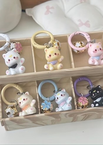 Zilli kedi figürlü charm anahtarlık - Görsel 3