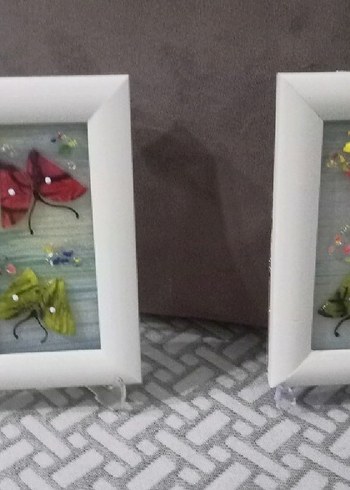 Beden çeşitli Renk Renkli Kelebek Desenli Beyaz Çerçeve iki tane
