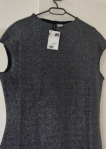 H&M Kolsuz V Yaka Gri Midi Triko Elbise H&M M beden