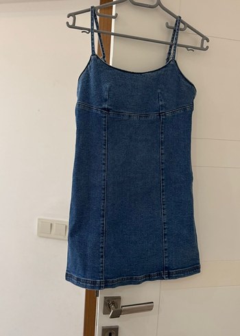 Lacivert Denim Askılı Midi Elbise stradivaris M beden