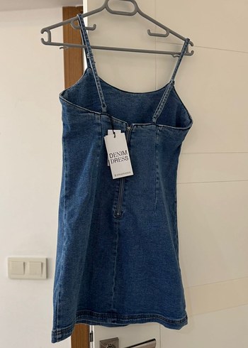 Stradivarius Lacivert Denim Askılı Midi Elbise stradivaris M beden