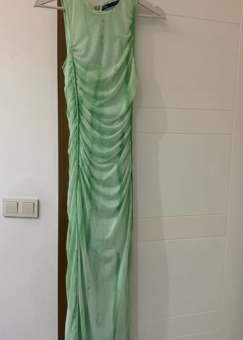 Yeşil Drapeli Uzun Bohem Elbise ZARA M beden