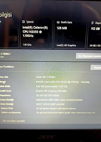 Acer Laptop Notebook bilgisayar - Görsel 6