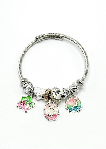 KEDİLİ İNCİLİ TAŞLI ÇELİK PANDORA - Görsel 5