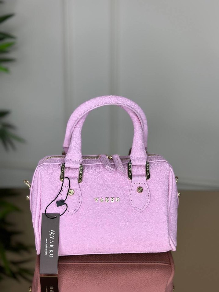 Pembe Süet Kadın Çanta Vakko - Görsel 2